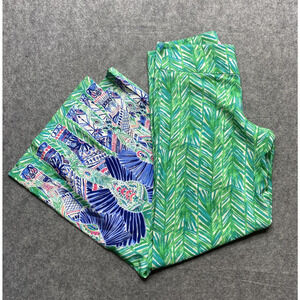 Lilly Pulitzer Pants Womens 4 Green Elephant Print Silk Wide Leg Side Zip 25053